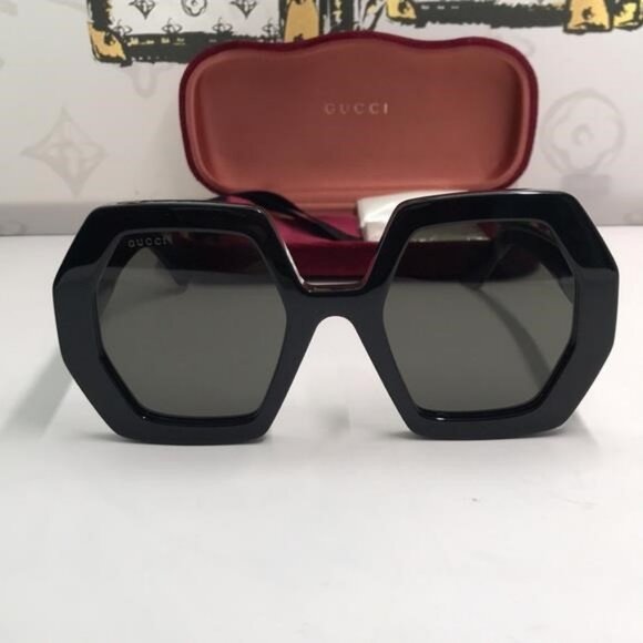 Authentic Gucci GG0772S 004 Black Grey Hexagon Sunglasses – New - Picture 4 of 11